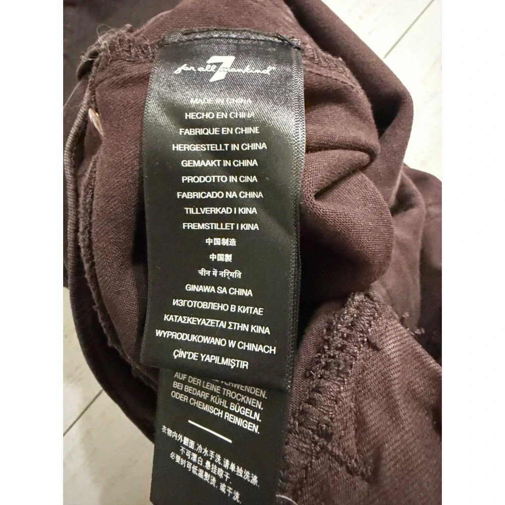 7‎ For All Mankind Coated High Waist Skinny Jeans Brown Size 24